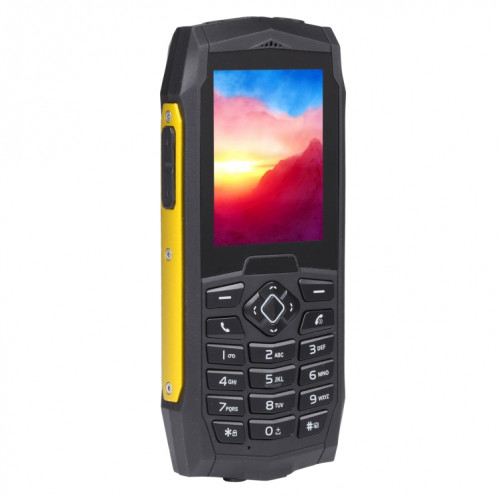 Téléphone robuste Rugtel R1D, IP68 étanche à la poussière et aux chocs, 2,4 pouces, MTK6261D, batterie 2000 mAh, haut-parleur fort, FM, réseau : 2G, double SIM (jaune) SR304Y1553-013