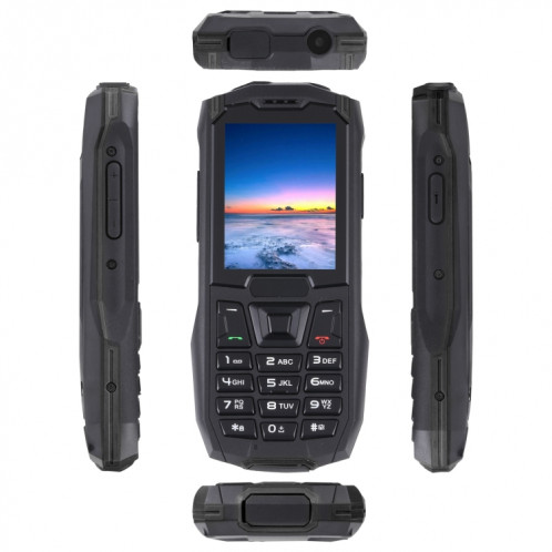 Téléphone robuste Rugtel R2C, IP68 étanche à la poussière antichoc, 2,4 pouces, MTK6261D, batterie 2500 mAh, SOS, FM, double SIM (noir) SR305B1479-014