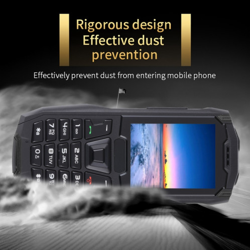 Téléphone robuste Rugtel R2C, IP68 étanche à la poussière antichoc, 2,4 pouces, MTK6261D, batterie 2500 mAh, SOS, FM, double SIM (noir) SR305B1479-014