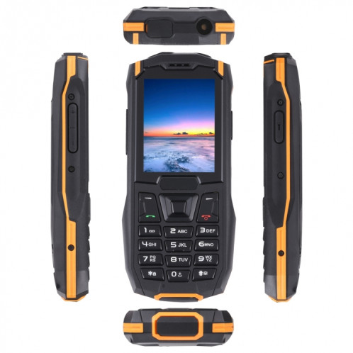 Téléphone robuste Rugtel R2C, IP68 étanche à la poussière antichoc, 2,4 pouces, MTK6261D, batterie 2500 mAh, SOS, FM, double SIM (orange) SR305E501-014