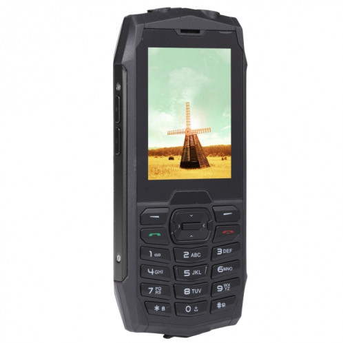 Téléphone robuste Rugtel R3C, IP68 étanche à la poussière antichoc, 2,8 pouces, MTK6261D, batterie 2500 mAh, SOS, FM, double SIM (noir) SR306B109-014