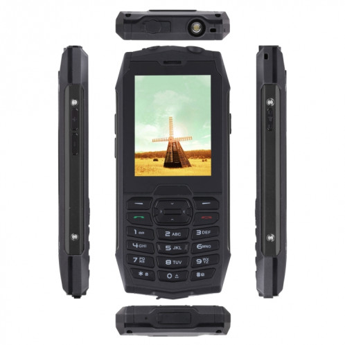 Téléphone robuste Rugtel R3C, IP68 étanche à la poussière antichoc, 2,8 pouces, MTK6261D, batterie 2500 mAh, SOS, FM, double SIM (noir) SR306B109-014