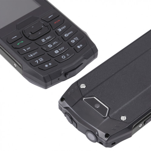 Téléphone robuste Rugtel R3C, IP68 étanche à la poussière antichoc, 2,8 pouces, MTK6261D, batterie 2500 mAh, SOS, FM, double SIM (noir) SR306B109-014