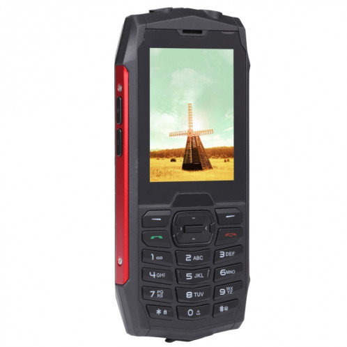 Téléphone robuste Rugtel R3C, IP68 étanche à la poussière et aux chocs, 2,8 pouces, MTK6261D, batterie 2500 mAh, SOS, FM, double SIM (rouge) SR306R1138-014