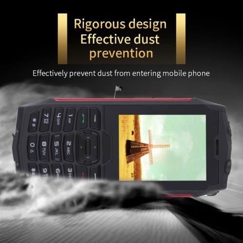 Téléphone robuste Rugtel R3C, IP68 étanche à la poussière et aux chocs, 2,8 pouces, MTK6261D, batterie 2500 mAh, SOS, FM, double SIM (rouge) SR306R1138-014