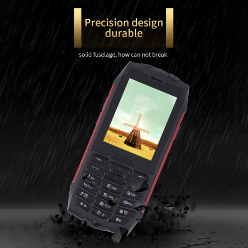 Téléphone robuste Rugtel R3C, IP68 étanche à la poussière et aux chocs, 2,8 pouces, MTK6261D, batterie 2500 mAh, SOS, FM, double SIM (rouge) SR306R1138-014
