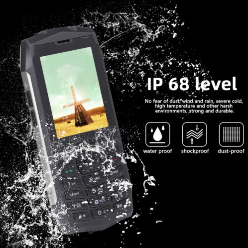 Téléphone robuste Rugtel R3C, IP68 étanche à la poussière antichoc, 2,8 pouces, MTK6261D, batterie 2500 mAh, SOS, FM, double SIM (argent) SR306S562-014