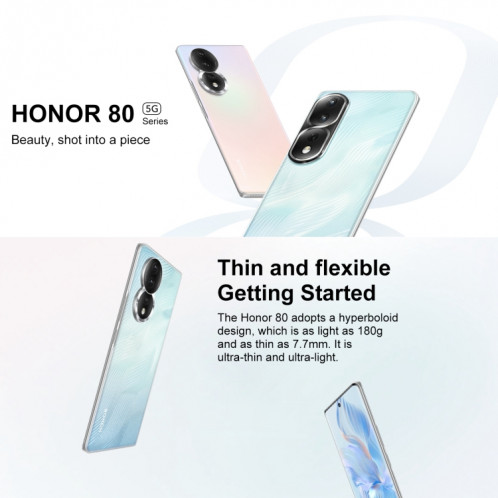 Honor 80 5G ANN-AN00, caméras 160MP, 12 Go + 256 Go, version chinoise, Caméras triple arrière, identification des empreintes digitales de l'écran, 6,67 pouces Magic UI 7.0 Qualcomm Snapdragon 782G Octa Core jusqu'à SH21JB457-08