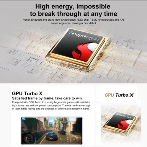 Honor 80 5G ANN-AN00, caméras 160MP, 12 Go + 512 Go, version chinoise, Caméras triple arrière, identification des empreintes digitales de l'écran, 6,67 pouces Magic UI 7.0 Qualcomm Snapdragon 782G Octa Core jusqu'à SH22JB1271-08
