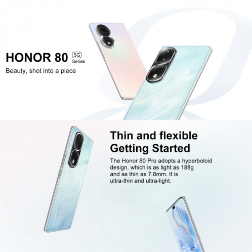 Honor 80 Pro 5G ANP-AN00, caméras 160MP, 8 Go + 256 Go, version chinoise, Caméras triple arrière, identification des empreintes digitales de l'écran, 6,78 pouces Magic UI 7.0 Qualcomm Snapdragon 8+ Gen1 Octa Core SH323F1216-08