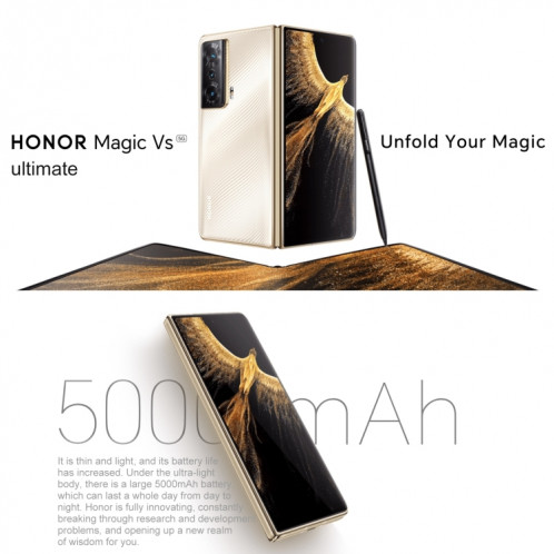 Honor Magic Vs Ultimate 5G FRI-AN10, appareil photo 54MP, 16 Go + 512 Go, version chinoise, Caméras triple arrière, identification d'empreintes digitales latérales, 7,9 pouces + 6,45 pouces Magic UI 7.0 Android 12 SH31JB1392-014