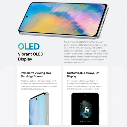 HUAWEI nova 10 SE BNE-AL00, 256 Go, version chinoise, Triple caméras arrière + caméra frontale unique, identification d'empreintes digitales latérales, 6,67 pouces HarmonyOS 2.0.1 Qualcomm Snapdragon 680 Octa Core, SH336B952-013