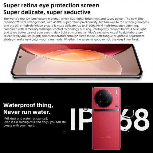 Vivo X90 Pro 5G, appareil photo 50MP, 12 Go + 256 Go, Caméras arrière triples, identification d'empreintes digitales d'écran/identification de visage, batterie 4870 mAh, 6,78 pouces Android 13.0 OriginOS 3 MediaTek SV353B504-011