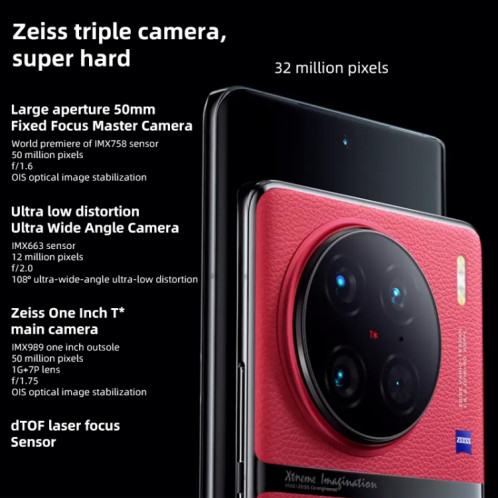 Vivo X90 Pro 5G, appareil photo 50MP, 12 Go + 256 Go, Caméras arrière triples, identification d'empreintes digitales d'écran/identification de visage, batterie 4870 mAh, 6,78 pouces Android 13.0 OriginOS 3 MediaTek SV353B504-011