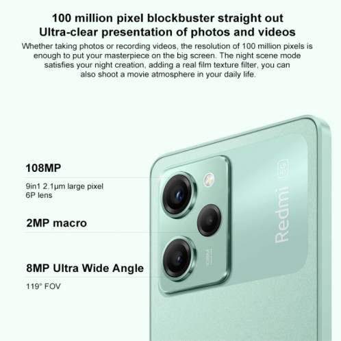 Xiaomi Redmi Note 12 Vitesse Pro 5G, appareil photo 108MP, 8 Go + 256 Go, Caméras triple arrière, batterie 5000 mAh, 6,67 pouces MIUI 14 Snapdragon 778G Octa Core jusqu'à 2,4 GHz, réseau : 5G, double SIM, NFC, IR SX372B125-014