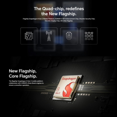 Honor Magic5 Pro 5G PGT-AN10, appareil photo 50MP, 16 Go + 512 Go, version chinoise, Caméras triple arrière, identification des empreintes digitales de l'écran, batterie 5450 mAh, 6,81 pouces Magic UI 7.1 / Android 13 SH93JB247-018