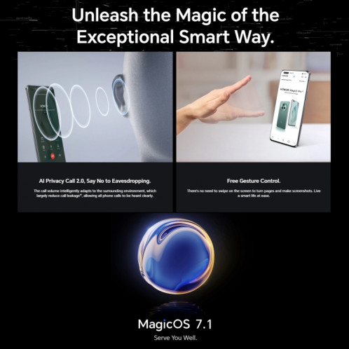 Honor Magic5 Pro 5G PGT-AN10, appareil photo 50MP, 16 Go + 512 Go, version chinoise, Caméras triple arrière, identification des empreintes digitales de l'écran, batterie 5450 mAh, 6,81 pouces Magic UI 7.1 / Android 13 SH93JB247-018
