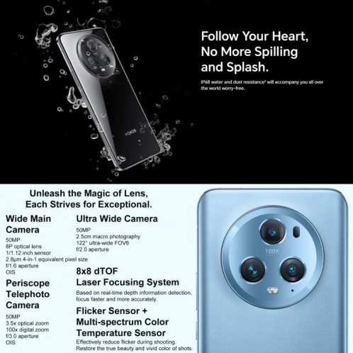 Honor Magic5 Pro 5G PGT-AN10, appareil photo 50MP, 16 Go + 512 Go, version chinoise, Caméras triple arrière, identification des empreintes digitales de l'écran, batterie 5450 mAh, 6,81 pouces Magic UI 7.1 / Android 13 SH93JB247-018