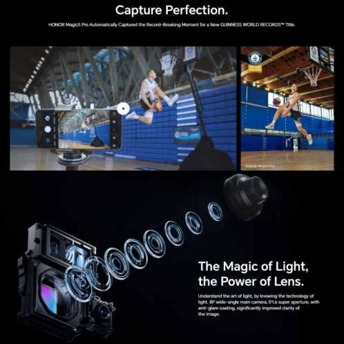 Honor Magic5 Pro 5G PGT-AN10, appareil photo 50MP, 16 Go + 512 Go, version chinoise, Caméras triple arrière, identification des empreintes digitales de l'écran, batterie 5450 mAh, 6,81 pouces Magic UI 7.1 / Android 13 SH93JB247-018