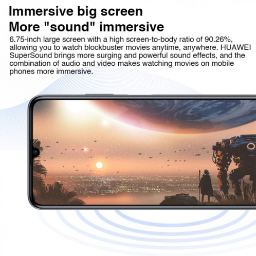 Huawei Enjoy 60 128 Go MGA-AL40, appareils photo 48 MP, version Chine, Double caméra arrière, identification du visage et identification des empreintes digitales latérales, batterie 6000 mAh, 6,75 pouces HarmonyOS 3.0 SH429B1643-09