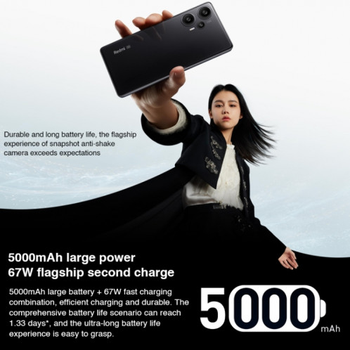 Xiaomi Redmi Note 12 Turbo 5G, appareil photo 64MP, 12 Go + 256 Go, Caméras arrière triples, batterie 5000 mAh, MIUI 14 Snapdragon 7+ Gen2 Octa Core de 6,67 pouces jusqu'à 2,91 GHz, réseau : 5G, double SIM, NFC, SX432L294-012