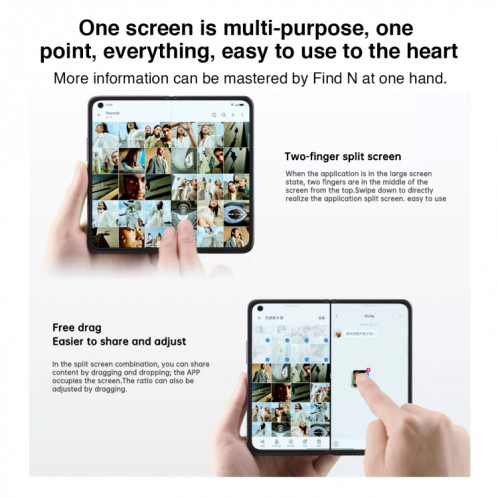 OPPO Find N 5G, 8 Go + 256 Go, appareil photo 50MP, version chinoise, Caméras arrière triples, identification du visage et identification des empreintes digitales latérales, écran 7,1 pouces + 5,49 pouces, ColorOS 12 SO435B1460-014