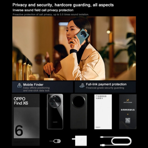OPPO Find X6 5G, 12 Go + 256 Go, appareil photo 50MP, version chinoise, Triple caméras arrière, 6,74 pouces ColorOS 13.1 Dimensity 9200 Octa Core jusqu'à 3,05 GHz, réseau : 5G, prise en charge de Google Play SO42NB1305-014