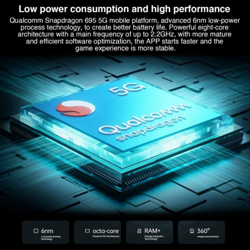 OPPO K10x 5G, 8 Go + 256 Go, appareil photo 64MP, version chinoise, Triple caméras arrière, identification d'empreintes digitales latérales, 6,59 pouces ColorOS 12.1 Qualcomm Snapdragon 695 Octa Core jusqu'à 2,2 GHz, SO451B774-010