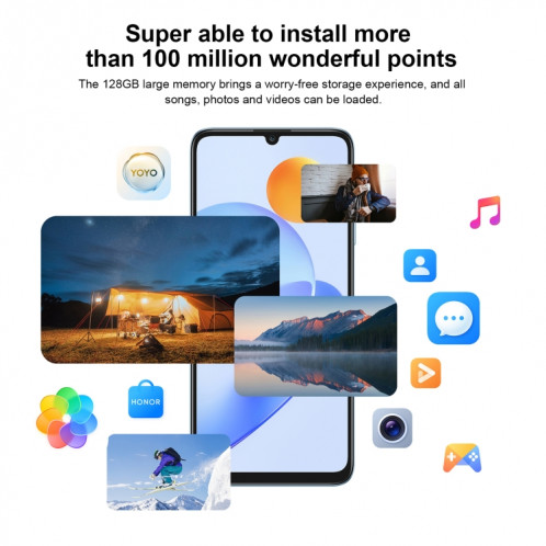 Honor Play7T RKY-AN10, appareil photo 50MP, 8 Go + 128 Go, version chinoise, Double caméra arrière, identification d'empreintes digitales latérales, batterie 6000 mAh, 6,74 pouces Magic UI 6.1 / Android 12 Dimensity SH472L311-011