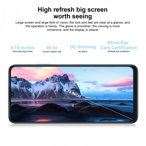 Honor Play7T RKY-AN10, appareil photo 50MP, 8 Go + 128 Go, version chinoise, Double caméra arrière, identification d'empreintes digitales latérales, batterie 6000 mAh, 6,74 pouces Magic UI 6.1 / Android 12 Dimensity SH472L311-011