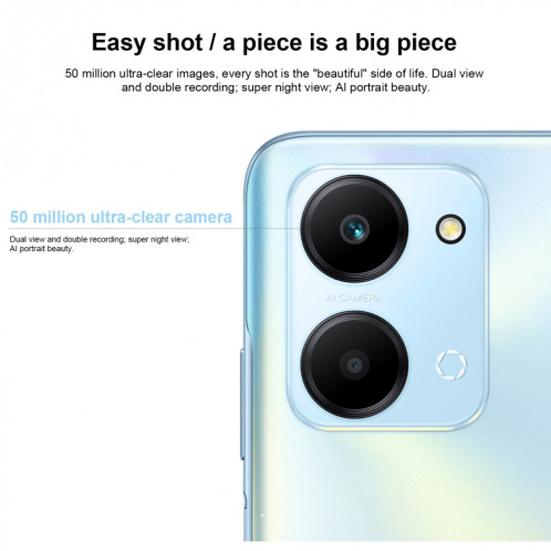 Honor Play7T RKY-AN10, appareil photo 50MP, 8 Go + 128 Go, version chinoise, Double caméra arrière, identification d'empreintes digitales latérales, batterie 6000 mAh, 6,74 pouces Magic UI 6.1 / Android 12 Dimensity SH472L311-011