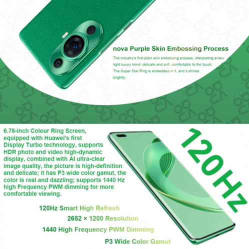 HUAWEI nova 11 Ultra GOA-AL80U, caméra frontale 60MP, 512 Go, version chinoise, Caméras double arrière + double avant, identification des empreintes digitales de l'écran, 6,78 pouces Kunlun Glass HarmonyOS Qualcomm SH480G387-014