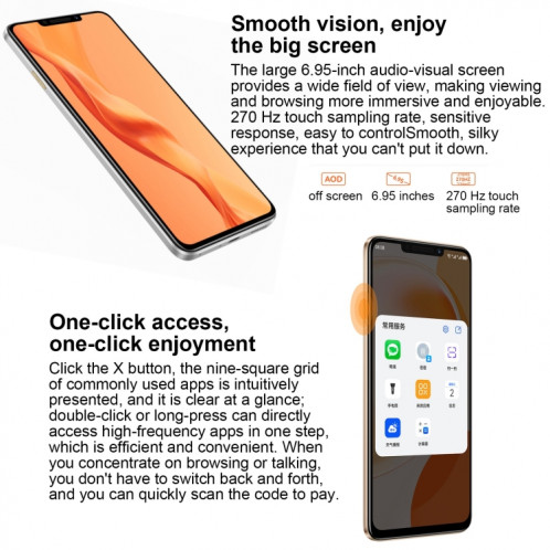 Huawei Enjoy 60X 512 Go STG-AL00, version chinoise, Caméras arrière doubles, identification d'empreintes digitales latérales, batterie 7000 mAh, 6,95 pouces HarmonyOS 3.0 Qualcomm Snapdragon 680 Octa Core 2,4 GHz, SH487B207-011