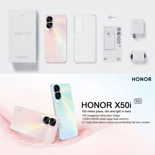 Honor X50i 5G CRT-AN00, caméras 100MP, 12 Go + 256 Go, version chinoise, Caméras arrière doubles, identification d'empreintes digitales latérales, batterie 4500 mAh, 6,7 pouces MagicOS 7.1 / Android 13 Dimensity 6020 SH490B748-011