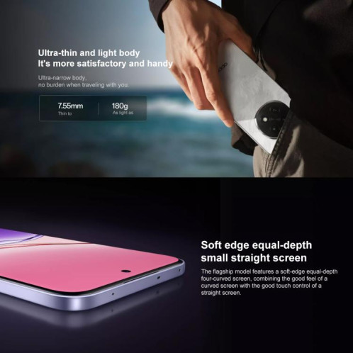 OPPO A5 Pro, 12 Go + 256 Go, écran 6,7 pouces, lecteur d'empreintes digitales, ColorOS 15.0, MediaTek Dimensity 7300 Octa Core, OTG, NFC, réseau 5G (blanc) SO568W516-021