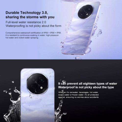 OPPO A5 Pro, 12 Go + 256 Go, écran 6,7 pouces, lecteur d'empreintes digitales, ColorOS 15.0, MediaTek Dimensity 7300 Octa Core, OTG, NFC, réseau 5G (blanc) SO568W516-021