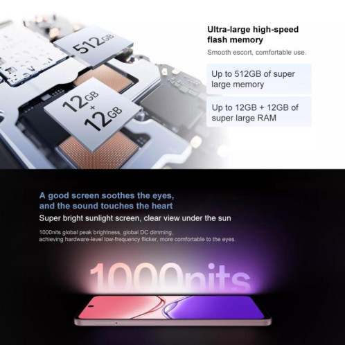 OPPO A5 Vitality 5G, 12 Go + 512 Go, lecteur d'empreintes digitales latéral, 6,67 pouces, ColorOS 15.0, MediaTek Dimensity 6300 Octa Core, OTG, réseau 5G (rose) SO572F147-018