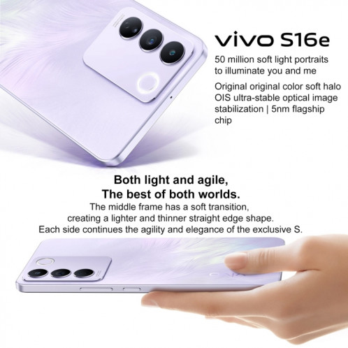 vivo S16e 5G, appareil photo 50MP, 8 Go + 128 Go, Caméras triple arrière, identification d'empreintes digitales à l'écran, batterie 4600 mAh, 6,62 pouces Android 11 Origin OS Ocean Exynos 1080 Octa Core jusqu'à 2,8 SV807B948-011