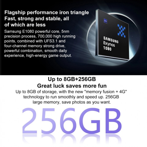vivo S16e 5G, appareil photo 50MP, 8 Go + 256 Go, Caméras triple arrière, identification des empreintes digitales de l'écran, batterie 4600 mAh, 6,62 pouces Android 11 Origin OS Ocean Exynos 1080 Octa Core jusqu'à SV808G213-011