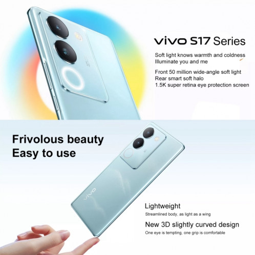 vivo S17 5G, appareil photo 50MP, 12 Go + 512 Go, Caméras arrière doubles, identification des empreintes digitales de l'écran, batterie 4600 mAh, 6,78 pouces Android 13 OriginOS 3 Snapdragon 778G+ Octa Core jusqu'à SV812B1986-011
