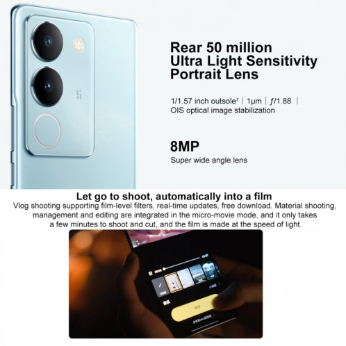 vivo S17 5G, appareil photo 50MP, 12 Go + 512 Go, Caméras arrière doubles, identification des empreintes digitales de l'écran, batterie 4600 mAh, 6,78 pouces Android 13 OriginOS 3 Snapdragon 778G+ Octa Core jusqu'à SV812B1986-011