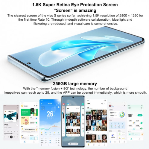 vivo S17 Pro 5G, appareil photo 50MP, 12 Go + 256 Go, Caméras triple arrière, identification des empreintes digitales de l'écran, batterie 4600 mAh, 6,78 pouces Android 13 Origin OS 3 Dimensity 8200 Octa Core jusqu'à SV814B1532-014
