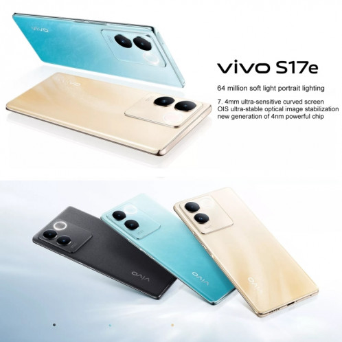 vivo S17e 5G, appareil photo 64MP, 12 Go + 256 Go, Caméras arrière doubles, identification des empreintes digitales de l'écran, batterie 4600 mAh, 6,78 pouces Android 13 Origin OS 3 Dimensity 7200 Octa Core jusqu'à SV818B736-08