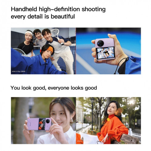 vivo X Flip 5G, appareil photo 50MP, 12 Go + 256 Go, Caméras arrière doubles, identification d'empreintes digitales latérales, batterie 4400 mAh, 6,74 pouces + 3,0 pouces Android 13.0 OriginOS 3 Qualcomm Snapdragon 8+ SV821B1300-018