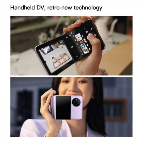 vivo X Flip 5G, appareil photo 50MP, 12 Go + 512 Go, Caméras arrière doubles, identification d'empreintes digitales latérales, batterie 4400 mAh, 6,74 pouces + 3,0 pouces Android 13.0 OriginOS 3 Qualcomm Snapdragon 8+ SV822J502-018
