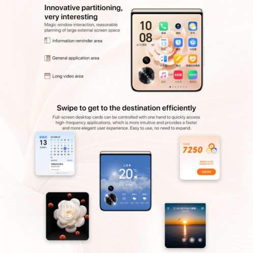 Honor Magic V Flip, 12 Go + 256 Go, écran 6,8 pouces + 4,0 pouces MagicOS 8.0 Snapdragon 8+ Gen 1 Octa Core, réseau : 5G, NFC, OTG (noir) SH921B641-022