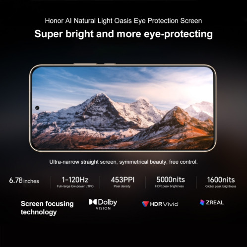 Honor Magic7, 12 Go + 256 Go, écran empreinte digitale, 6,78 pouces MagicOS 9.0 / Android 15 Snapdragon 8 Elite 3 nm Octa Core, réseau : 5G, NFC, OTG, prise en charge de Google Play (noir) SH980B250-015