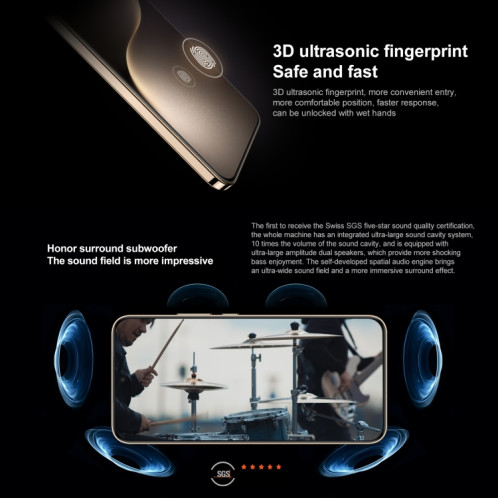 Honor Magic7, 12 Go + 256 Go, écran empreinte digitale, 6,78 pouces MagicOS 9.0 / Android 15 Snapdragon 8 Elite 3 nm Octa Core, réseau : 5G, NFC, OTG, prise en charge de Google Play (noir) SH980B250-015