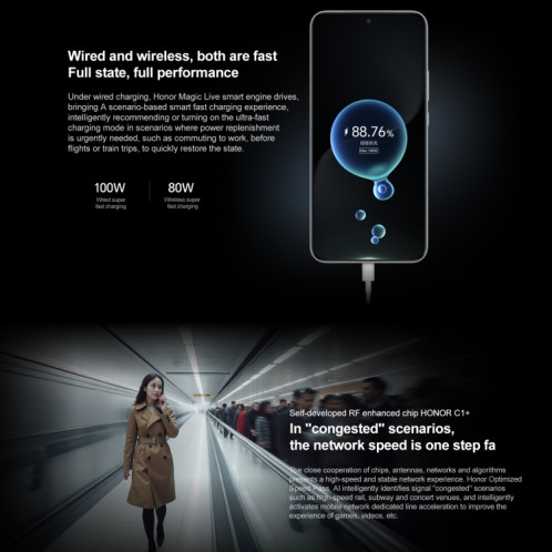 Honor Magic7, 12 Go + 256 Go, écran empreinte digitale, 6,78 pouces MagicOS 9.0 / Android 15 Snapdragon 8 Elite 3 nm Octa Core, réseau : 5G, NFC, OTG, prise en charge de Google Play (gris) SH980H1840-015
