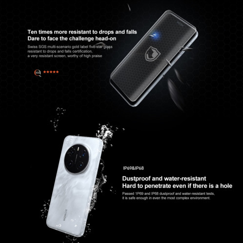 Honor Magic7 Pro, 16 Go + 1 To, écran empreinte digitale, 6,8 pouces MagicOS 9.0 / Android 15 Snapdragon 8 Elite 3 nm Octa Core, réseau : 5G, NFC, OTG, prise en charge de Google Play (noir) SH985B1608-017